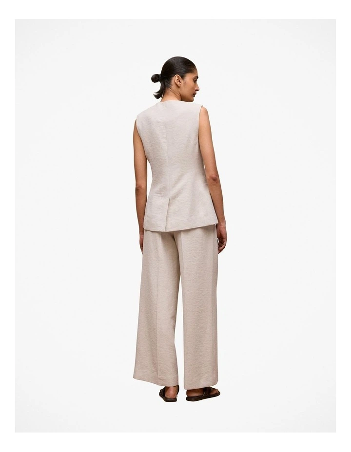 Linen Blend Tailored Vest in Stone image 6