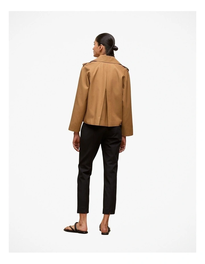Cotton Twill Cropped Trench in Rich Tan image 4