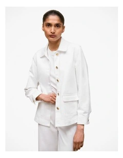 Pocket Detail Denim Jacket in White