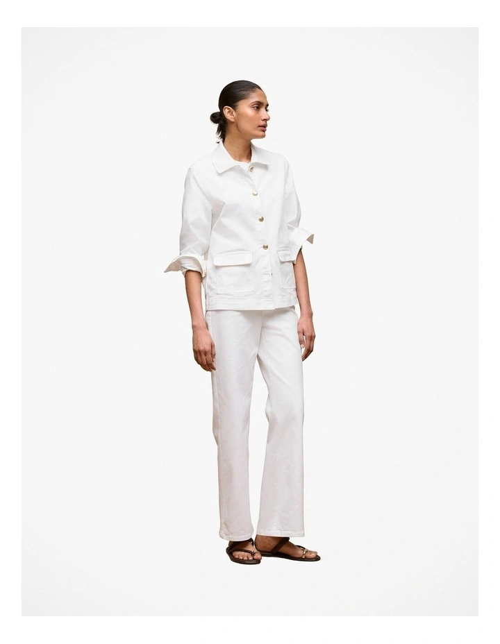 Pocket Detail Denim Jacket in White image 5