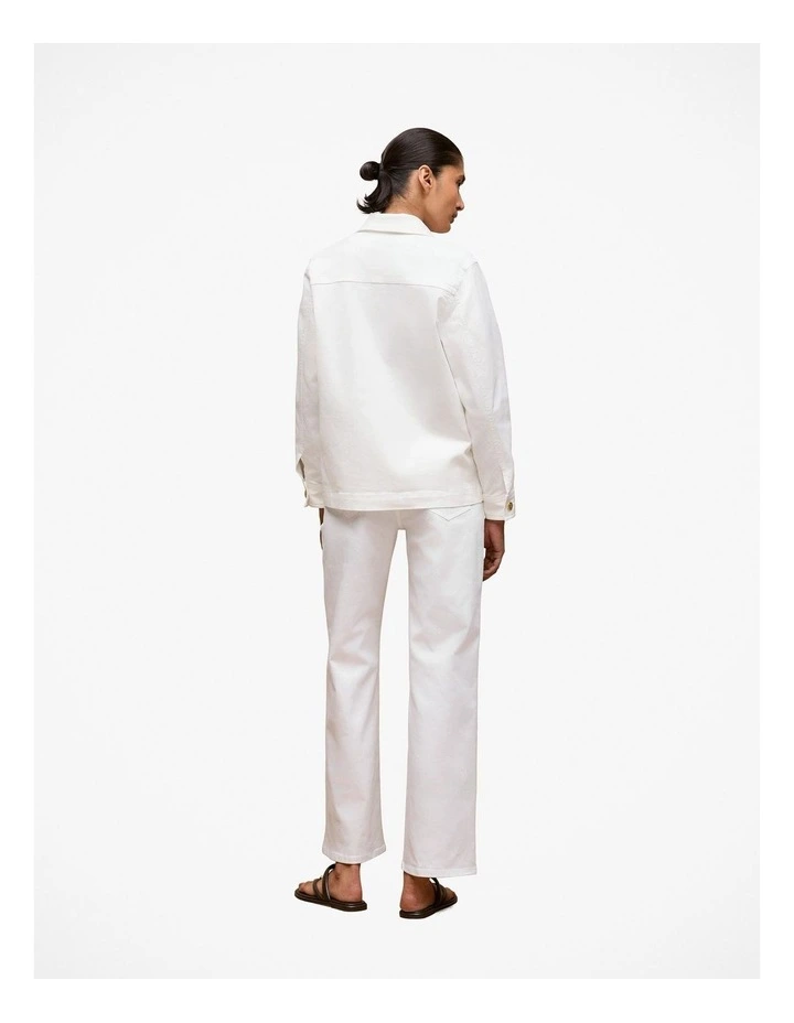 Pocket Detail Denim Jacket in White image 6