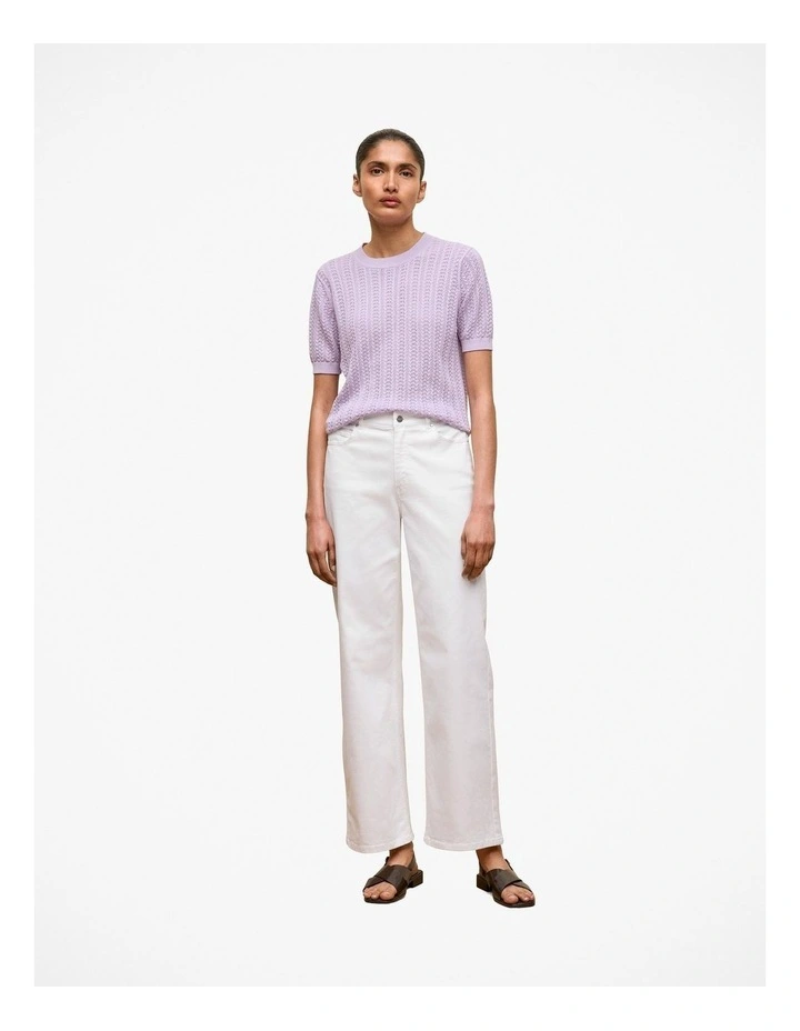 Mercerised Cotton Knit T-shirt in Orchid image 2