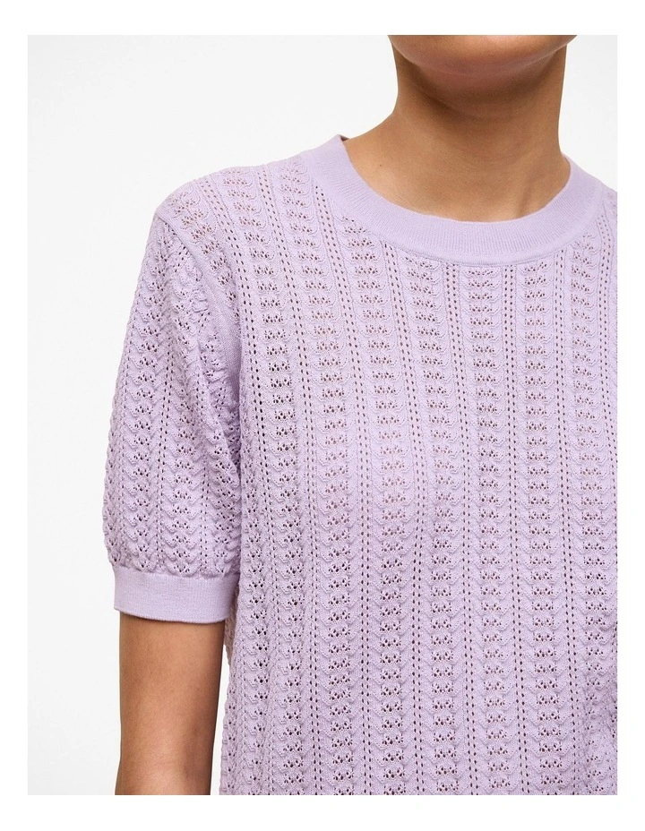 Mercerised Cotton Knit T-shirt in Orchid image 3
