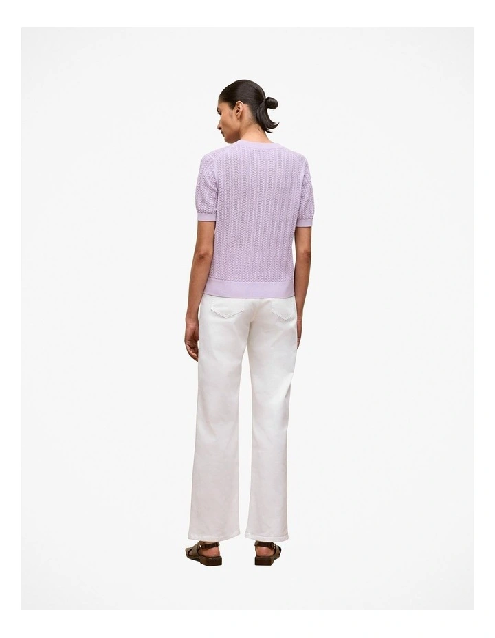 Mercerised Cotton Knit T-shirt in Orchid image 4