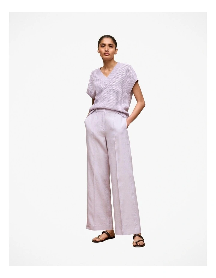 Mercerised Cotton Basketweave Knit Vest in Orchid image 2
