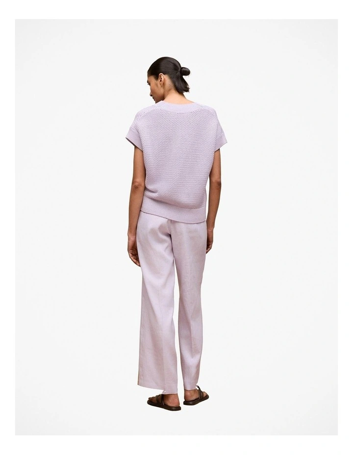 Mercerised Cotton Basketweave Knit Vest in Orchid image 4