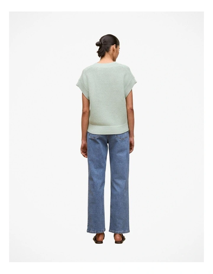 Mercerised Cotton Basketweave Knit Vest in Light Mint image 4