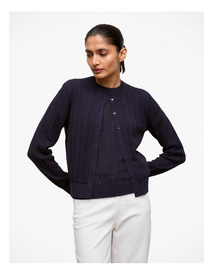 Mercerised Cotton Knit Cardigan in Night Sky image 1