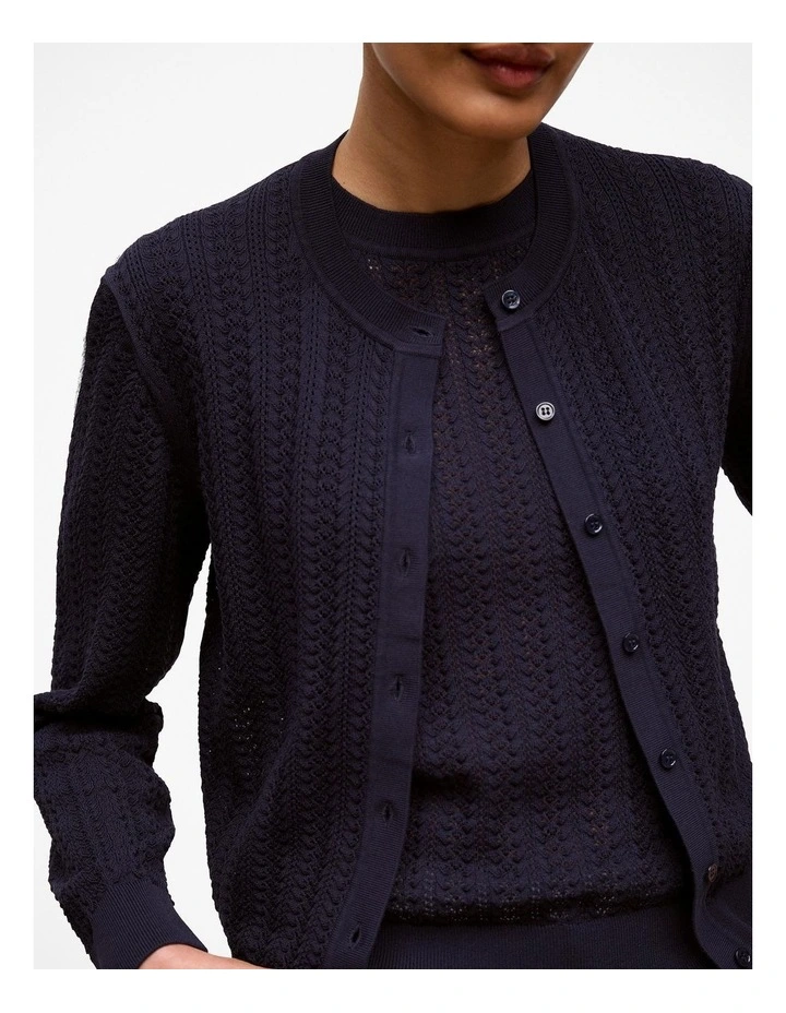 Mercerised Cotton Knit Cardigan in Night Sky image 3