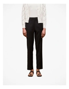 Stretch Linen Blend Pull On Pant in Black
