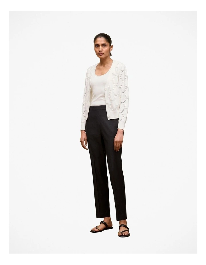Stretch Linen Blend Pull On Pant in Black image 2