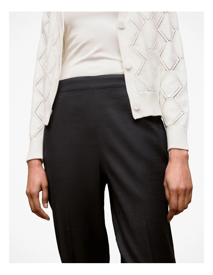 Stretch Linen Blend Pull On Pant in Black image 3