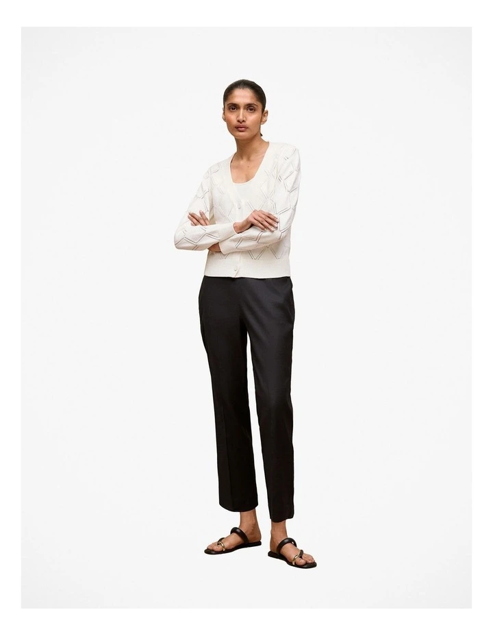 Stretch Linen Blend Pull On Pant in Black image 4