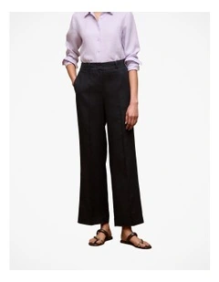 Linen Pintucked Pant in Black