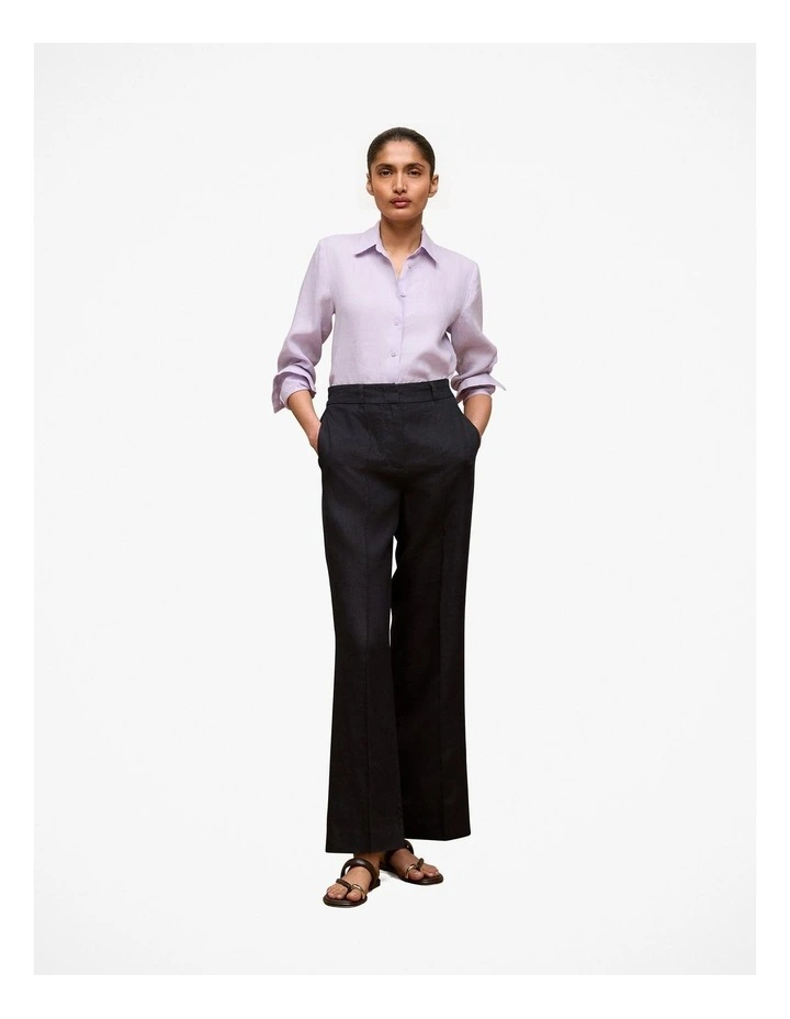 Linen Pintucked Pant in Black image 2