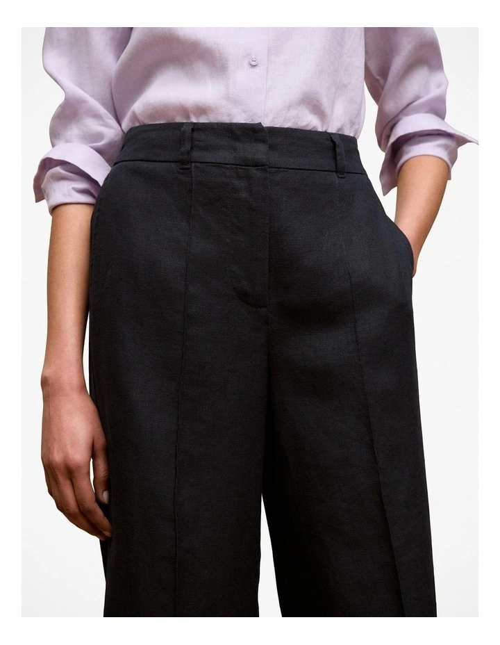 Linen Pintucked Pant in Black image 3