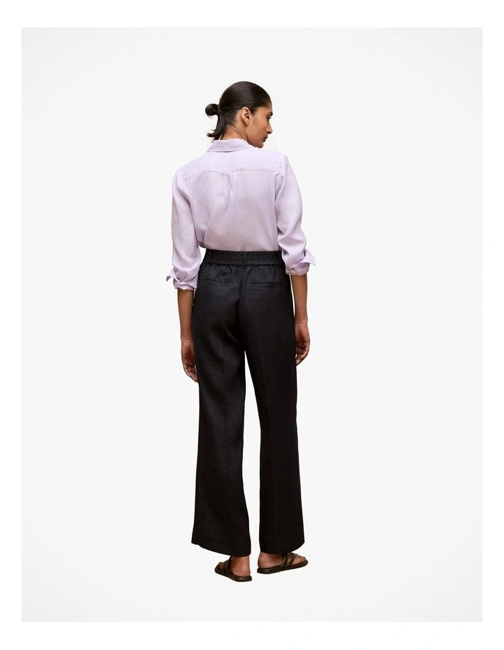 Linen Pintucked Pant in Black image 4
