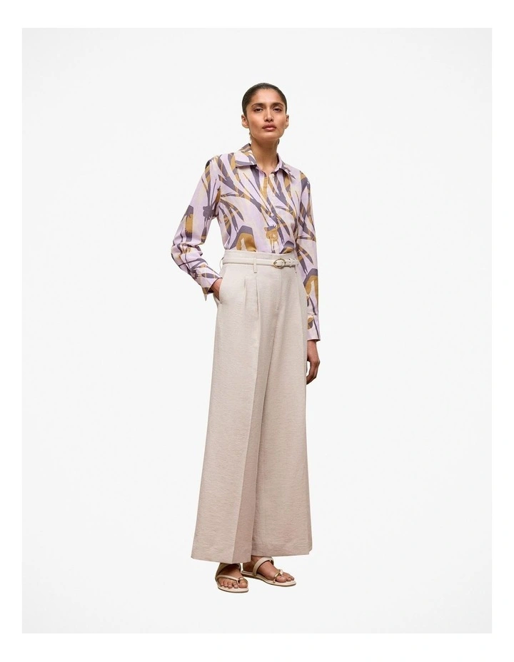 Linen Blend Double Pleat Pant in Stone image 3