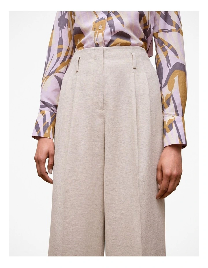 Linen Blend Double Pleat Pant in Stone image 4
