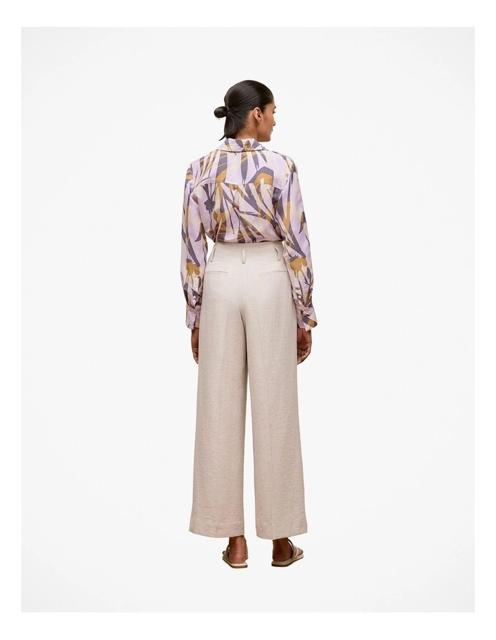 Linen Blend Double Pleat Pant in Stone image 5