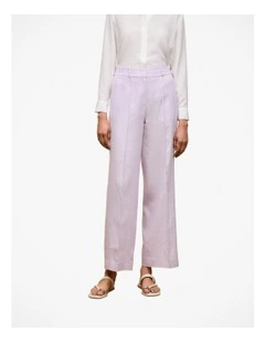 Linen Cotton Herringbone Wide Leg Pant in Orchid