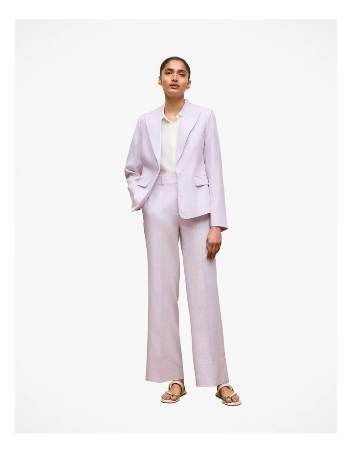 Linen Cotton Herringbone Wide Leg Pant in Orchid image 3