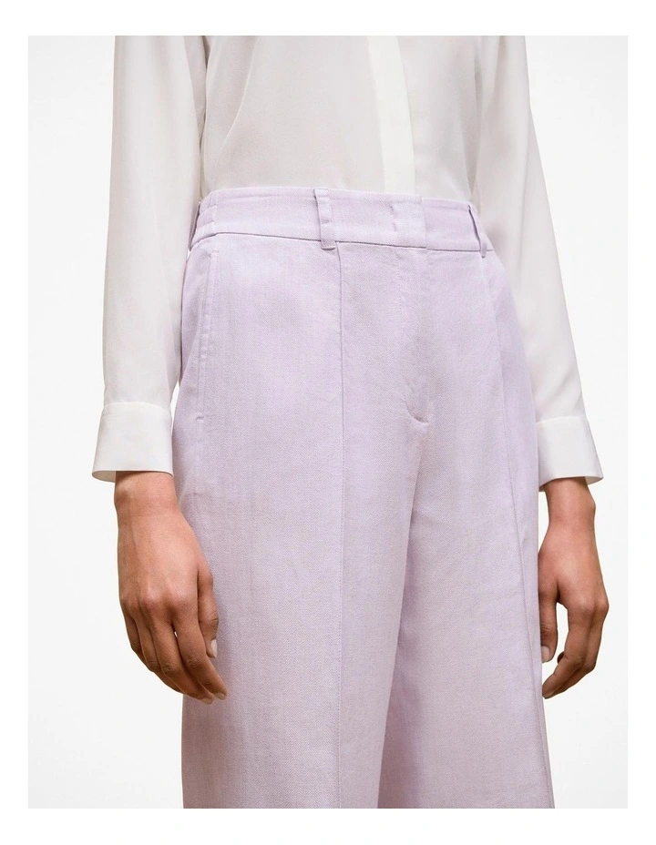 Linen Cotton Herringbone Wide Leg Pant in Orchid image 4