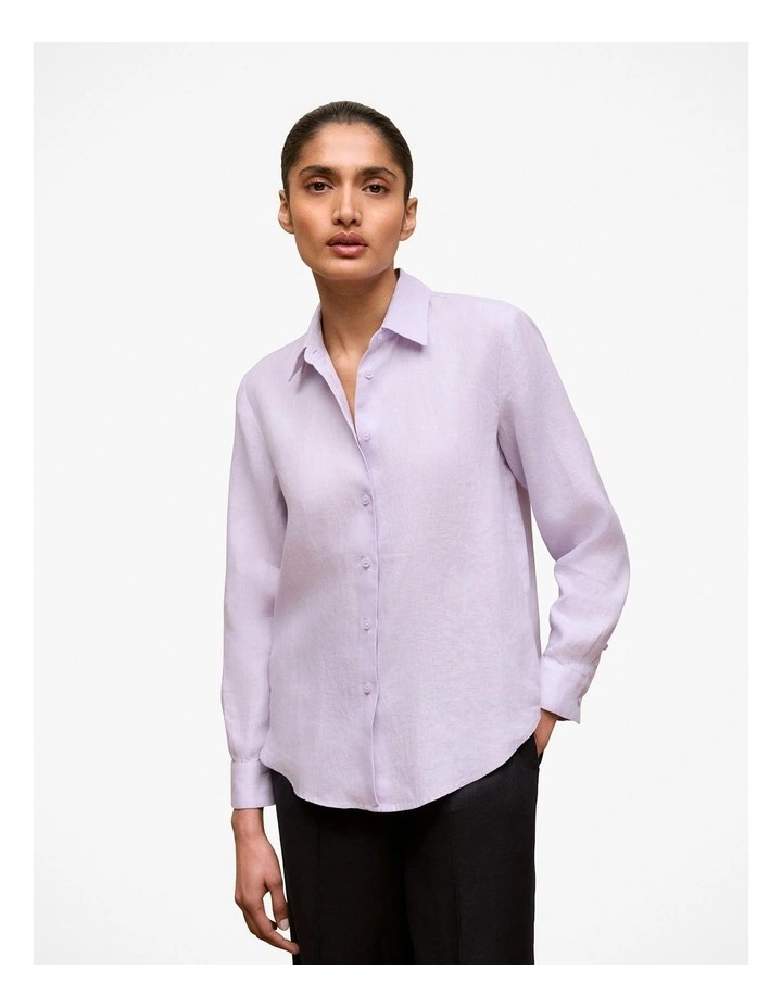 Delave Linen Classic Shirt in Orchid image 1