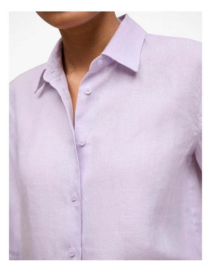 Delave Linen Classic Shirt in Orchid image 3