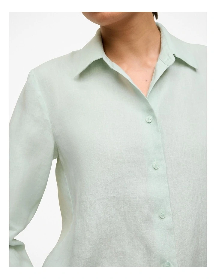 Delave Linen Classic Shirt in Light Mint image 3
