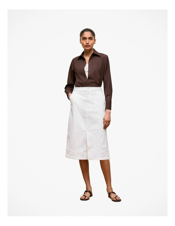 Cotton Poplin Long Sleeve Shirt in Bitter Chocolate image 3