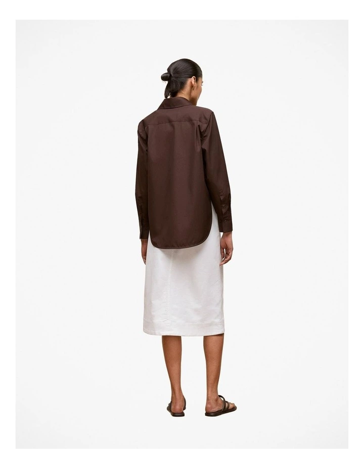 Cotton Poplin Long Sleeve Shirt in Bitter Chocolate image 5