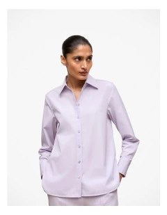 Cotton Poplin Long Sleeve Shirt in Orchid