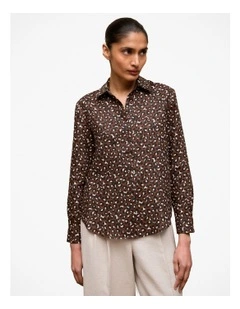 Leopard Linen Shirt in Bitter Chocolate