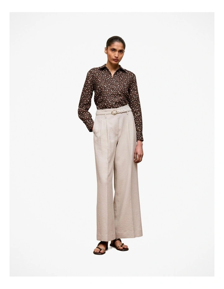 Leopard Linen Shirt in Bitter Chocolate image 2