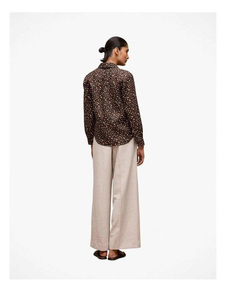 Leopard Linen Shirt in Bitter Chocolate image 4