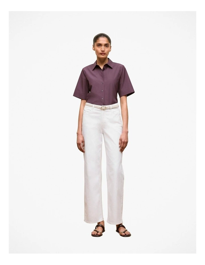 Cotton Poplin Short Sleeve Shirt in Dark Plum image 2