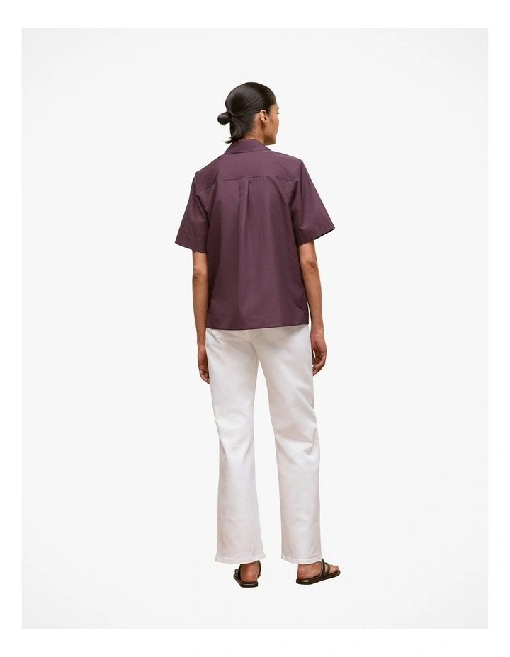Cotton Poplin Short Sleeve Shirt in Dark Plum image 4