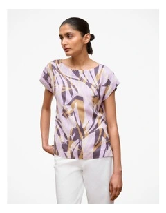 Shadow Leaf Woven Twill T-shirt in Orchid