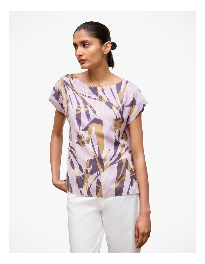Shadow Leaf Woven Twill T-shirt in Orchid image 1