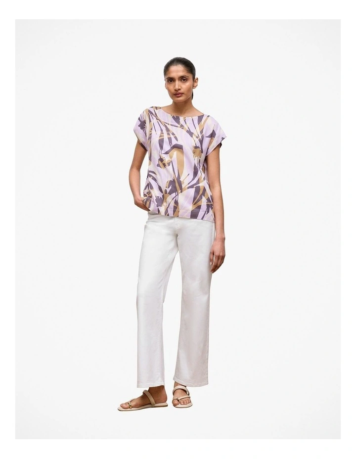 Shadow Leaf Woven Twill T-shirt in Orchid image 2