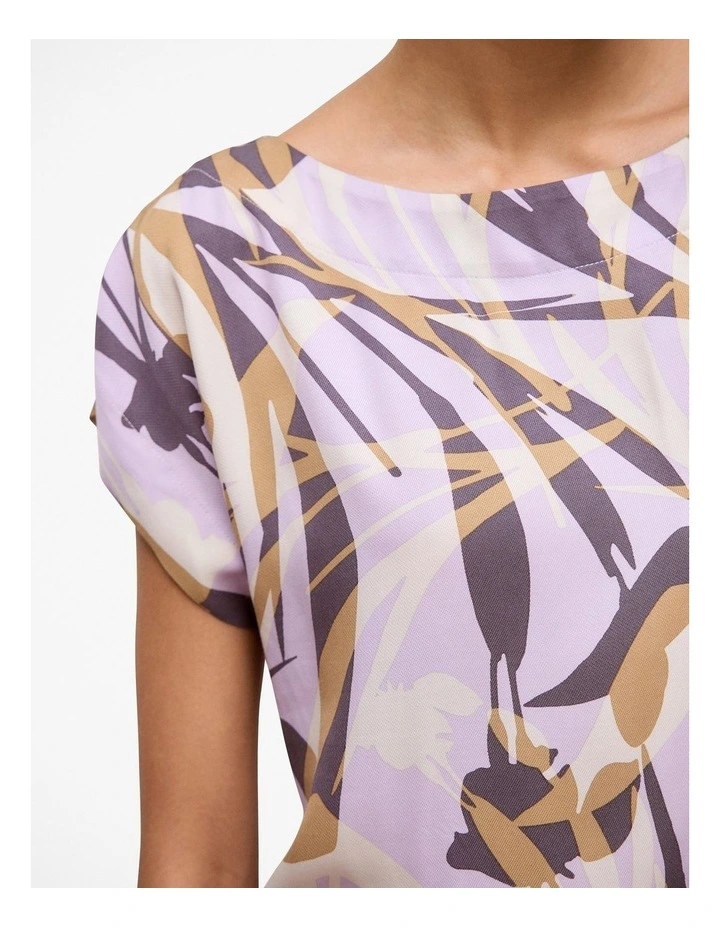 Shadow Leaf Woven Twill T-shirt in Orchid image 3