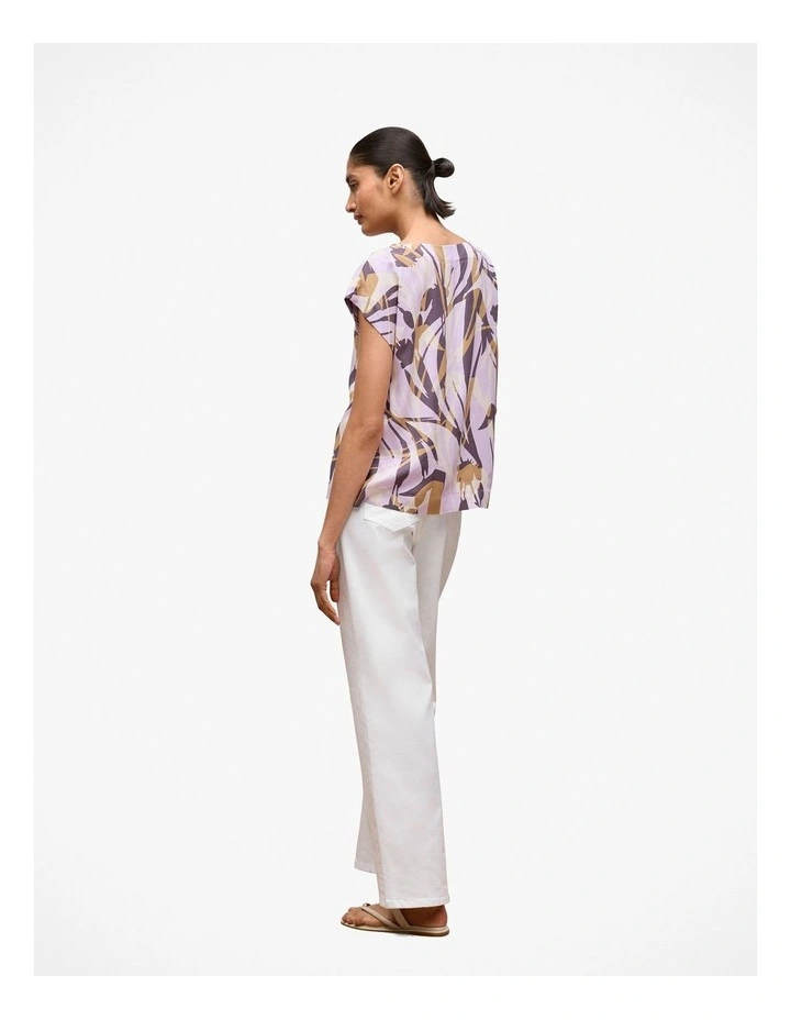 Shadow Leaf Woven Twill T-shirt in Orchid image 4