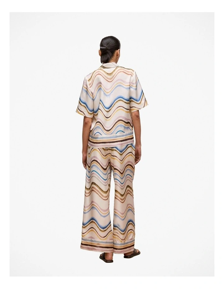 Wave Stripe Silk Camp Shirt in White image 6