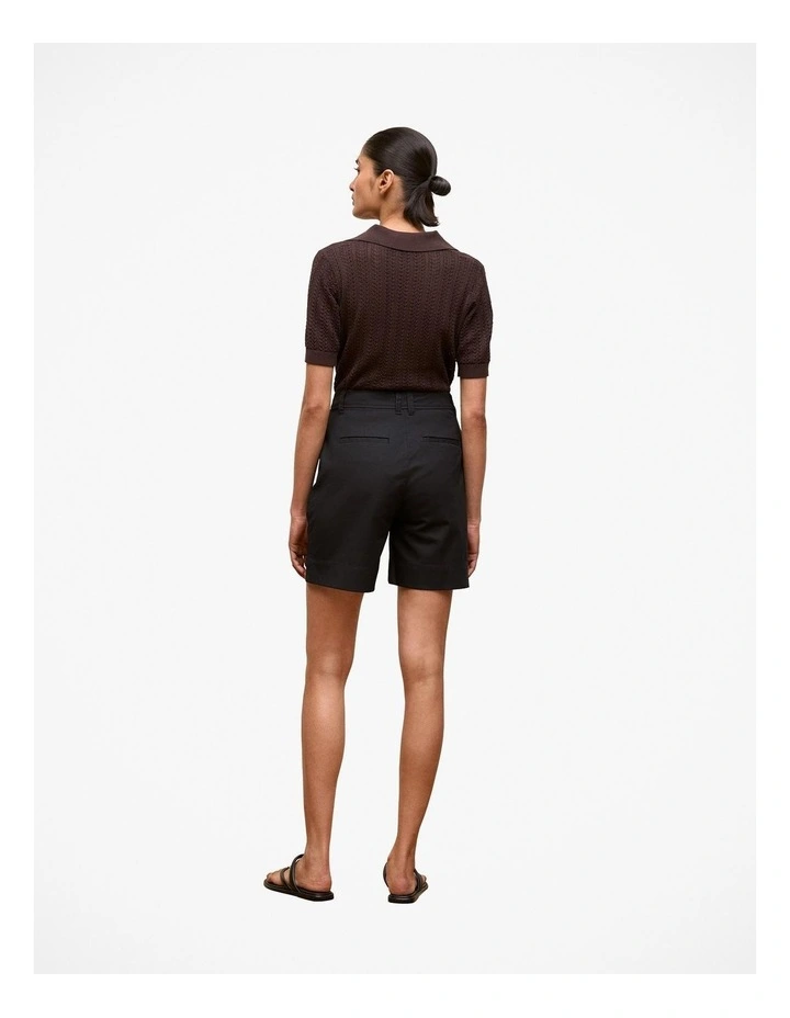 Stretch Cotton Tailored Short in Black image 4