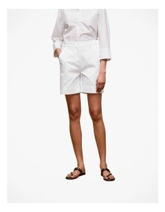 Stretch Cotton Tailored Short in White