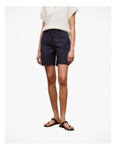 Stretch Cotton Tailored Short in Night Sky