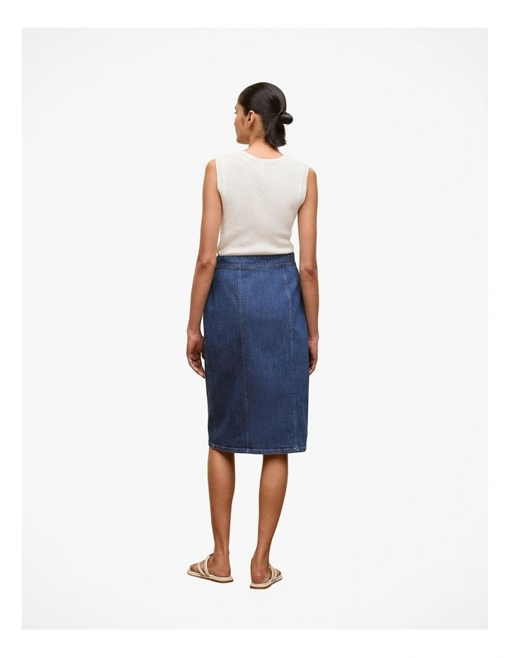 Soft Denim Wrap Skirt in Mid Blue image 4