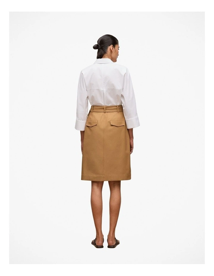 Button Through Belted Skirt in Rich Tan image 4