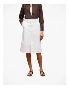 Denim A-line Skirt in White